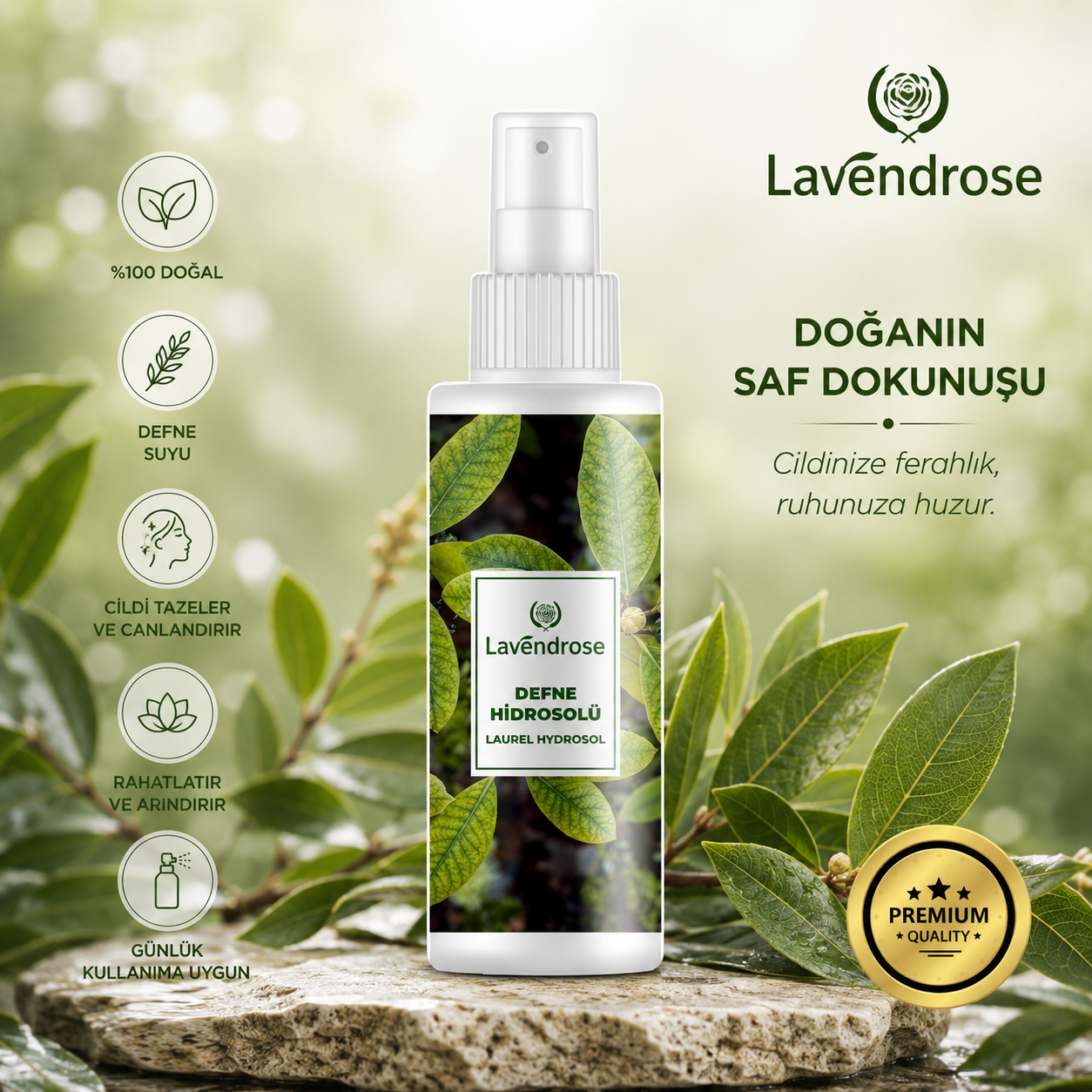 Defne Hidrosolü 100 ML | Laurel Hydrosol - Aydınlatıcı & Canlandırıcı