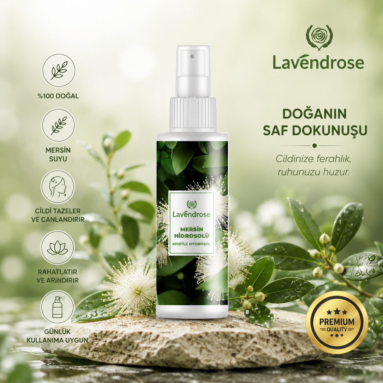 Akne Karşıtı Gözenek Sıkılaştırıcı Mersin Hidrosolü 100 ML | %100 Doğal Ve Saf Cilt Bakım Tonik | Myrtle Hydrosol