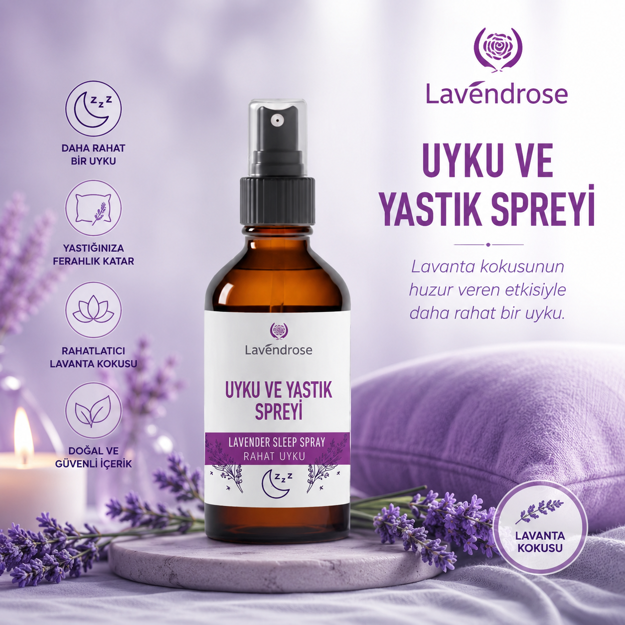 Doğal Lavanta Özlü Uyku Ve Yastık Spreyi 50 ML | Sleep And Pillow Spray - Lavandula Angustifolia