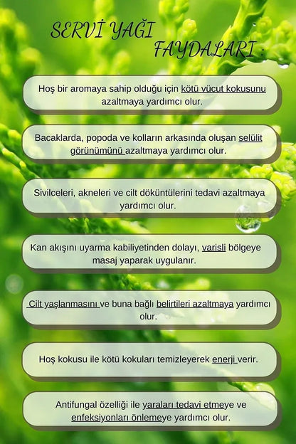 Servi Uçucu Yağı 10 ML | %100 Saf - Bitkisel Aromaterapi Yağı - Cypress Oil - Difüzöre Uygun