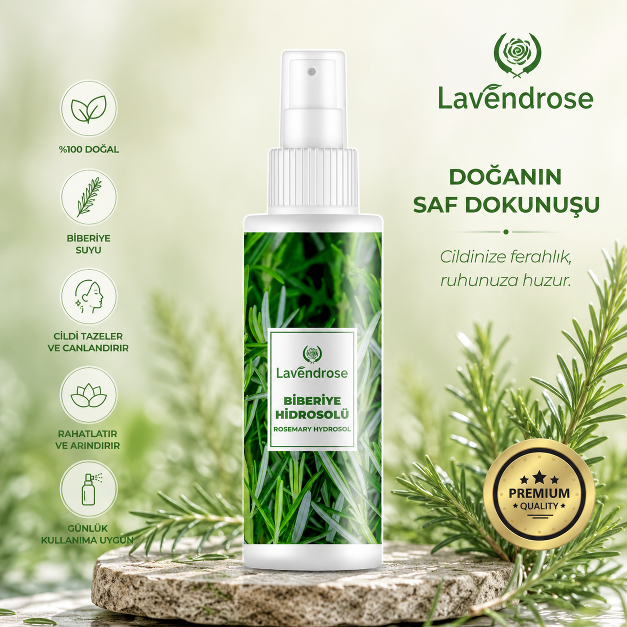 Biberiye Suyu Hidrosolü 100 ML | %100 Doğal – Saç Dökülme Karşıtı, Sebum Ve Yağ Dengeleyici