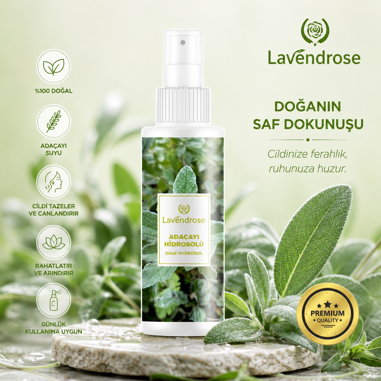 Yağlı Ciltler için Arındırıcı ve Yatıştırıcı Adaçayı Hidrosolü 100 ML Cilt Bakım Tonik | Sage Hydrosol