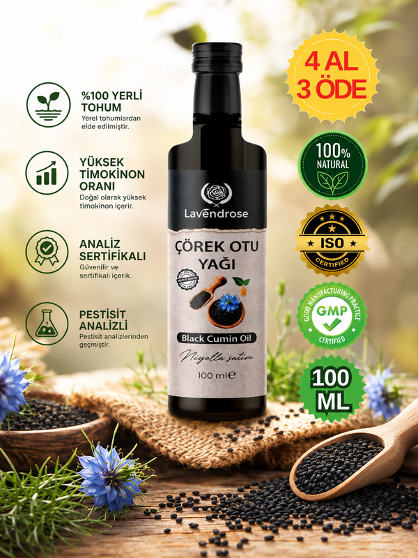 Çörekotu Yağı Soğuk Sıkım 100 ML | Black Cumin Oil - Cold Press - Bağışıklık Güçlendirici