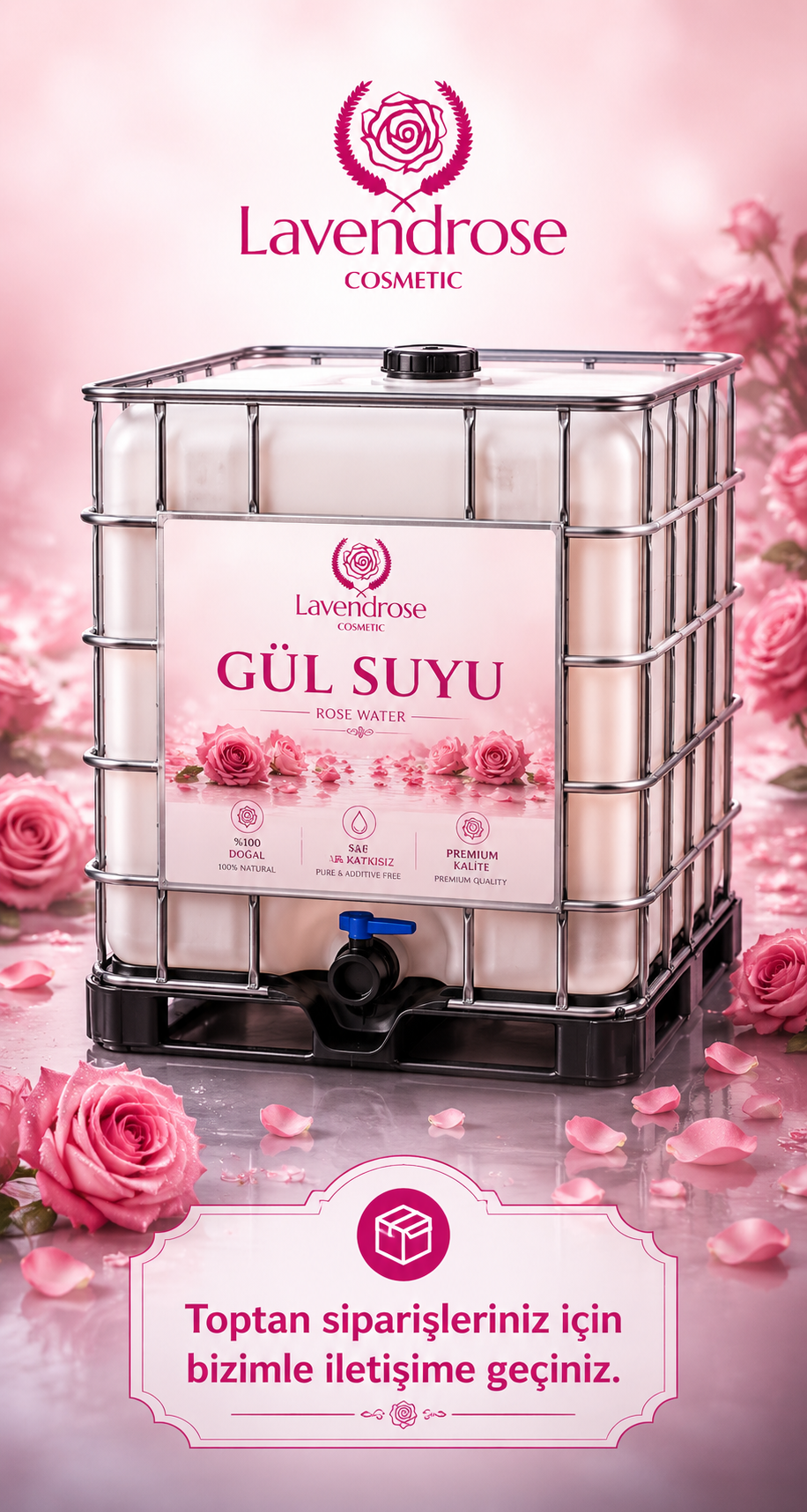 Gül Suyu içilebilir – Gül Hidrosolü – Rose Hydrosol (Rosa Damascena Flower Water)