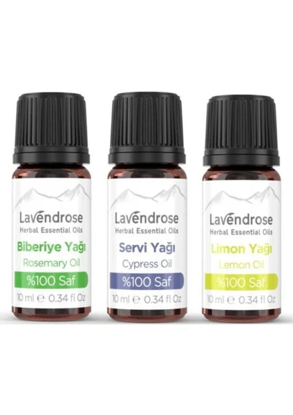 Odaklanma Aromaterapi Seti |%100 Saf Servi, Biberiye ve Limon Yağları - Focus Aromatherapy Set